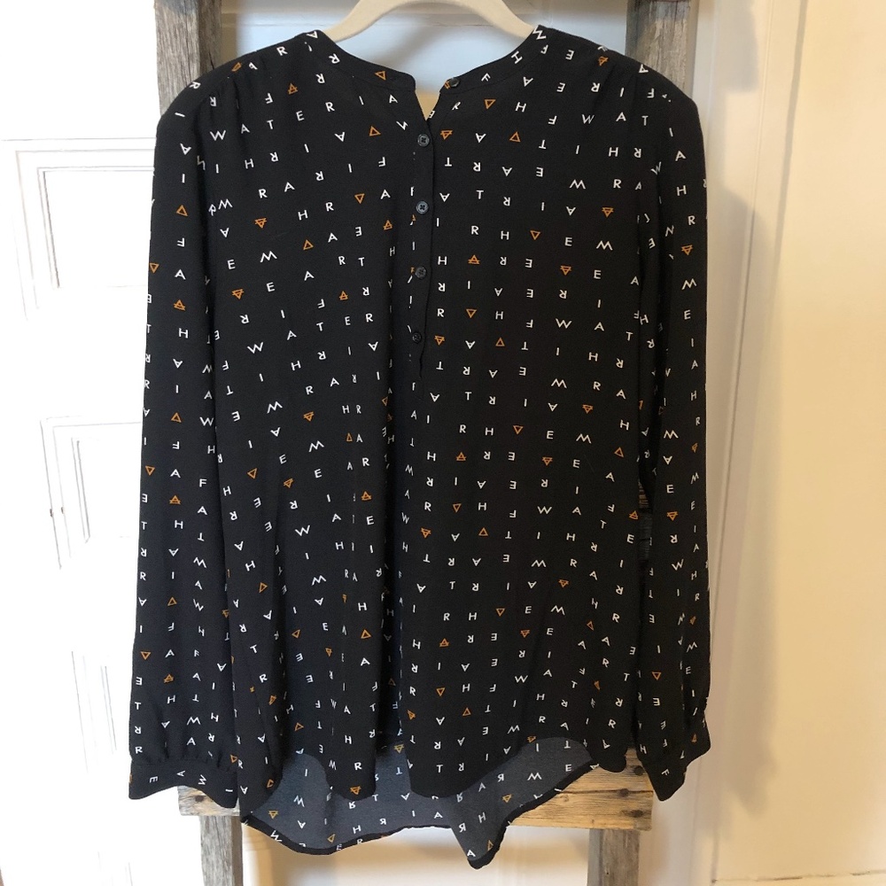 TWIK Black Lettered Pattern Blouse